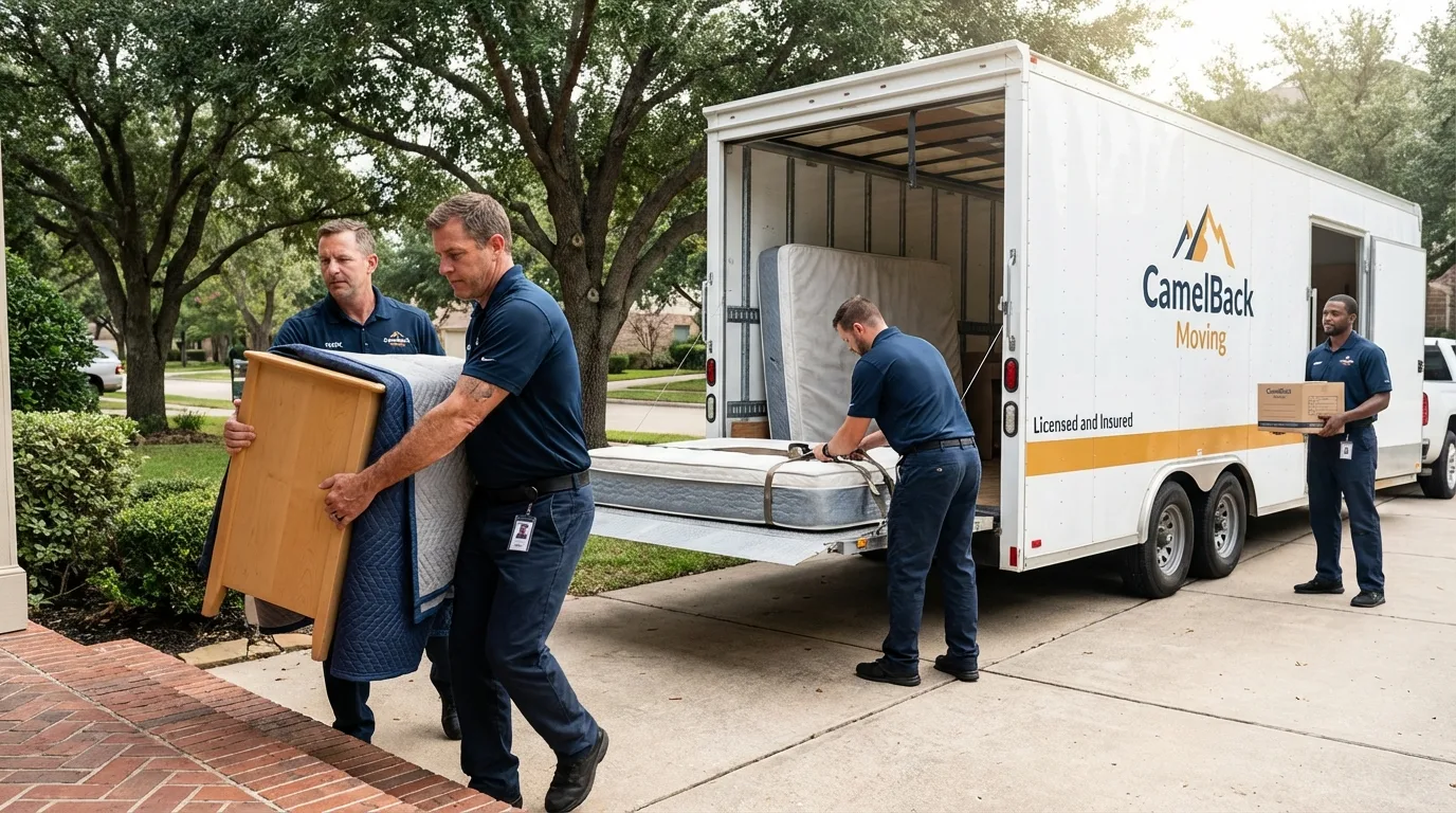 Crew loading residential truck for cross-state move from Oakland, NJ